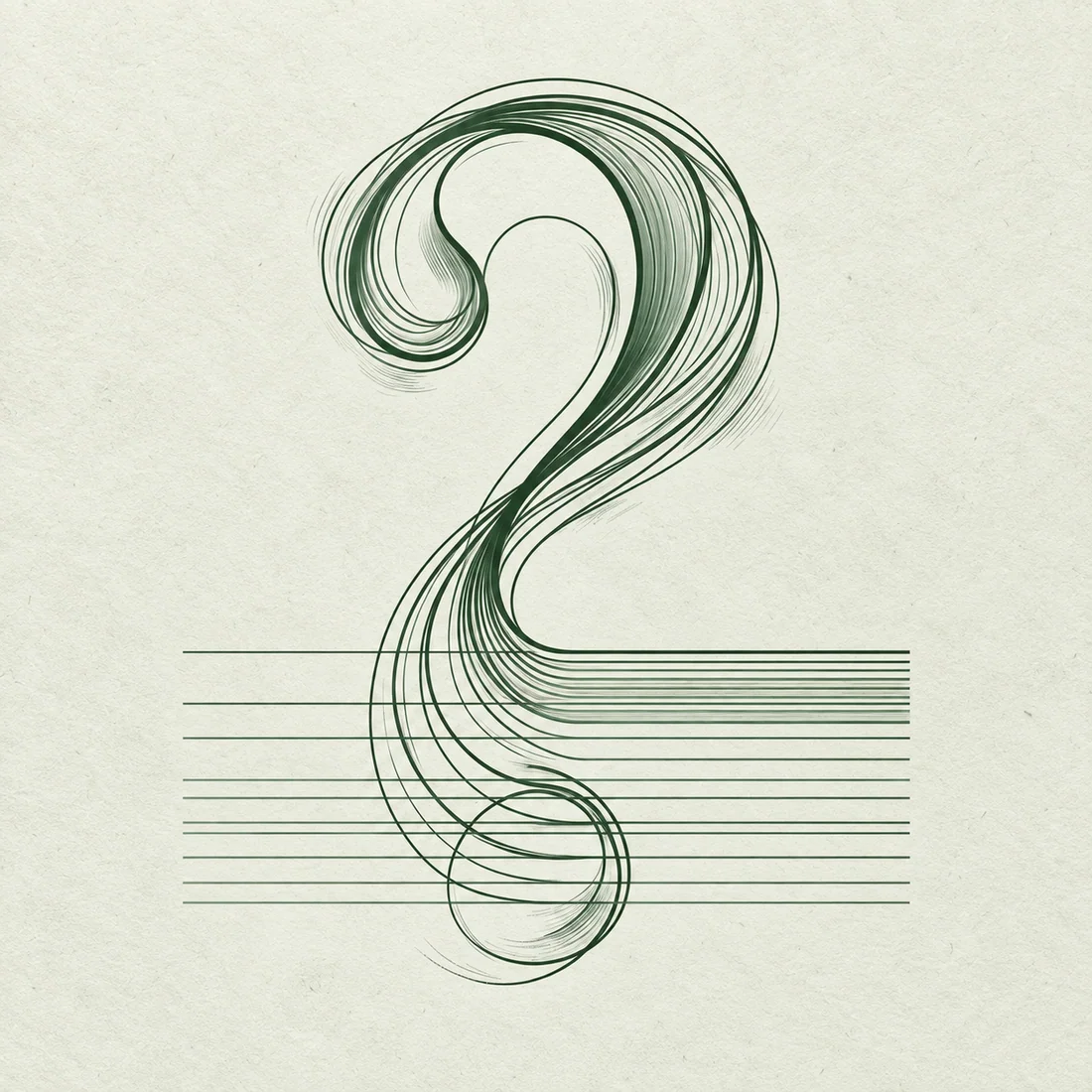 Abstract forest green question mark on textured paper
